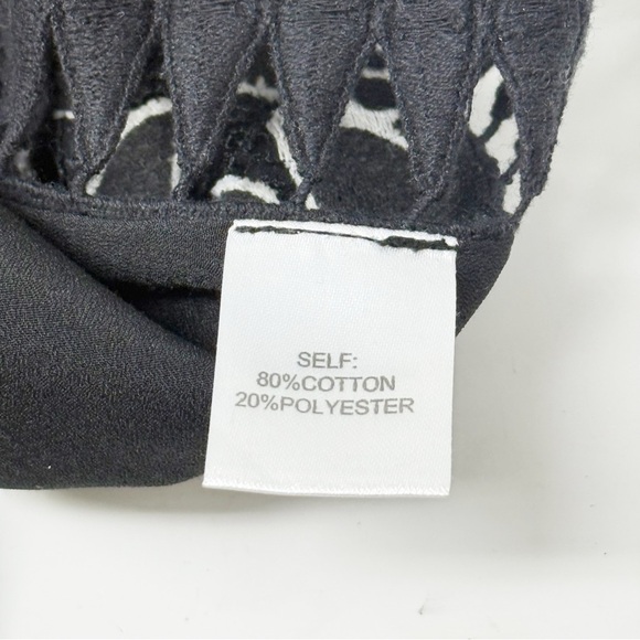 SEA NEW YORK Women’s Black White Print Eyelet Insert Blouse Long Sleeve Size 4 - Picture 5 of 5